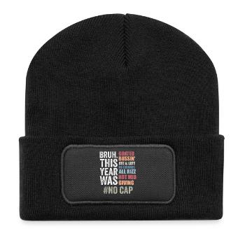 Bruh This Year Was Goated No Cap, Last Day School - Recycled Patch Beanie - black - Front