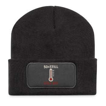 50 & Still Hot - Recycelte Patch Beanie - Dunkelgrau - Vorne