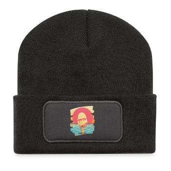 cream and cream scoop summer sunset - Recycled Patch Beanie - dark grey - Front