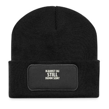 Kannst du still dumm sein? - Recycelte Patch Beanie - Schwarz - Vorne