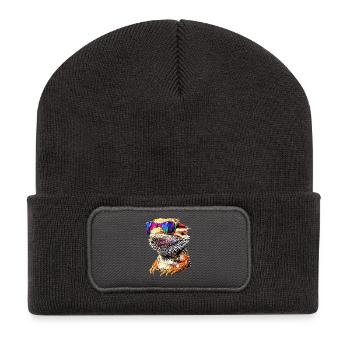 Dragon barbu lézard Dragon barbu Dragons barbus mignons - Beanie recyclé à patch - charbon - Devant
