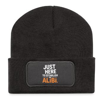 Nur hier, um ein Alibi zu schaffen – Lustig - Recycelte Patch Beanie - Dunkelgrau - Vorne