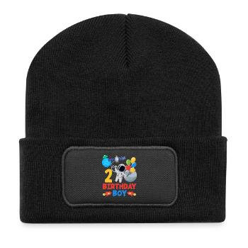 Space Adventure 2nd Birthday Boy - Recycled Patch Beanie - black - Front