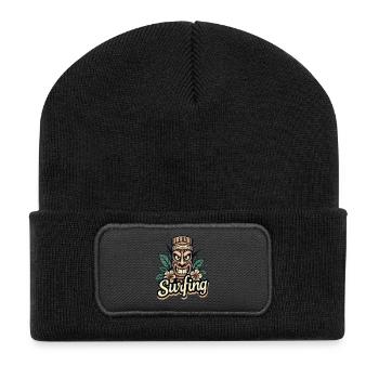 Tiki Surfing Vibes – Hawaii Feeling Pur - Recycelte Patch Beanie - Schwarz - Vorne