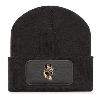 Serval Big Cat Africa Savannah Leopard Cats - Recycled Patch Beanie - dark grey - Front