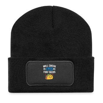 Augenarzt Optik Optiker - Recycelte Patch Beanie - Schwarz - Vorne