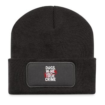 Dogs, Wine & True Crime – Funny Design - Recycled Patch Beanie - dark grey - Front