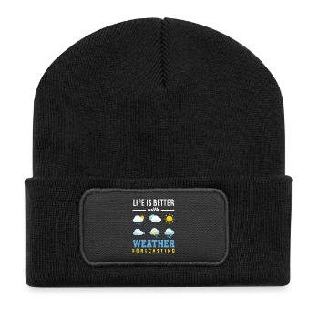 Funny Meteorology Wetterbegeisterte - Recycelte Patch Beanie - Schwarz - Vorne