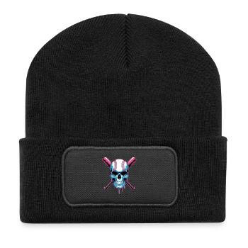 Baseball Skull Baseball Bat - Recycled Patch Beanie - black - Front
