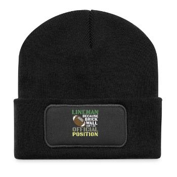 Lineman Football Wall Joke Design - Recycled Patch Beanie - black - Front
