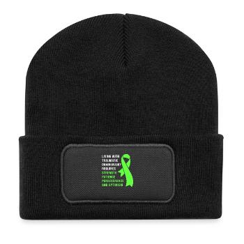 Traumatisme crânien, traumatisme crânien, accident de voiture - Beanie recyclé à patch - noir - Devant