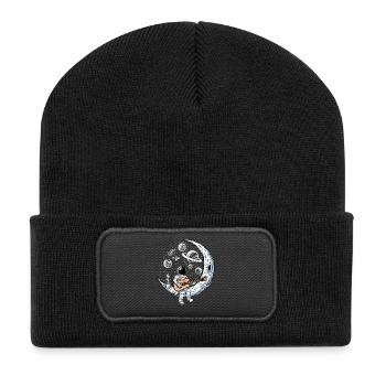 Astronaut Playing Guitar - Recycelte Patch Beanie - Schwarz - Vorne