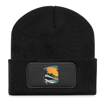 Beach Palm Trees Sunset Summer - Recycled Patch Beanie - black - Front