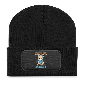 Moitié Coquin Moitié Grimace Chérie Ours Ours - Beanie recyclé à patch - noir - Devant