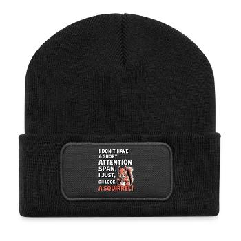 ADHD? Oh look, a squirrel! - Recycled Patch Beanie - black - Front