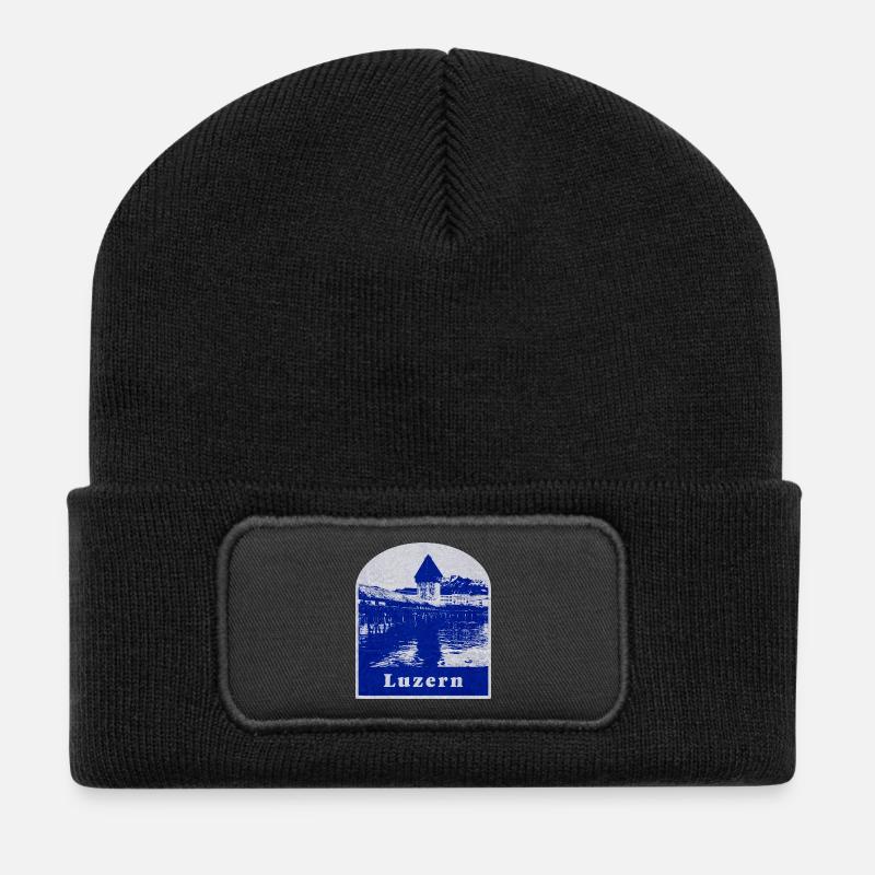 Luzern Schweiz - Recycelte Patch Beanie - Schwarz
