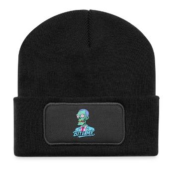 Zombie im Anzug – Bite Me! - Recycelte Patch Beanie - Schwarz - Vorne