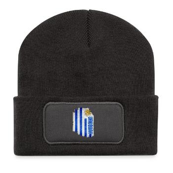 Vertikale Uruguay-Flagge, uruguayischer Stolz - Recycelte Patch Beanie - Dunkelgrau - Vorne