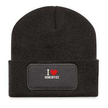 J’adore travailler à domicile - Beanie recyclé à patch - charbon - Devant
