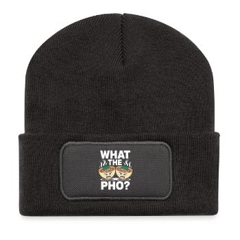 What The Pho Vietnam Reise Nudelsuppe Liebe Pho - Recycelte Patch Beanie - Dunkelgrau - Vorne