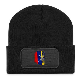 Vertikale venezolanische Flagge, ich liebe Venezuela - Recycelte Patch Beanie - Schwarz - Vorne