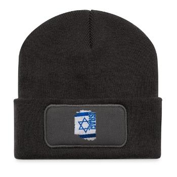 Drapeau vertical d’Israël, j’aime Israël - Beanie recyclé à patch - charbon - Devant