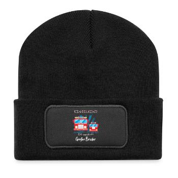 Annonce de la progéniture | Je serai un grand frère en 2027 - Beanie recyclé à patch - noir - Devant