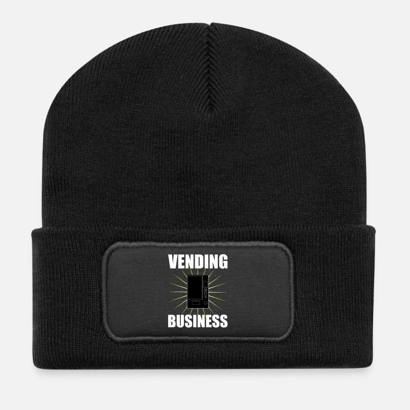 Distributeur automatique de snacks et lettrage d’entreprise de distribution automatique - Beanie recyclé à patch - noir