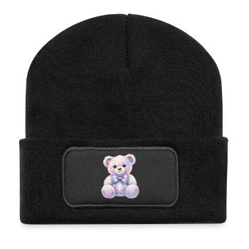 Coquette Glitter Teddy Bear 🧸 - Recycled Patch Beanie - black - Front