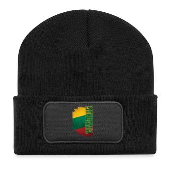 Vertikale litauische Flagge, litauischer Stolz - Recycelte Patch Beanie - Schwarz - Vorne