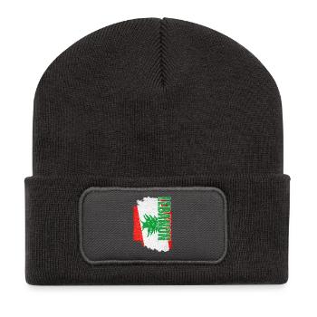 Drapeau vertical du Liban, I Love Lebanon - Beanie recyclé à patch - charbon - Devant