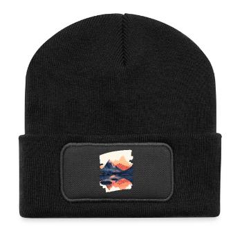 Berge Klettern Kletterer Wandern - Recycelte Patch Beanie - Schwarz - Vorne