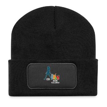 Ich & meine Follower – Katzenhumor Design - Recycelte Patch Beanie - Schwarz - Vorne