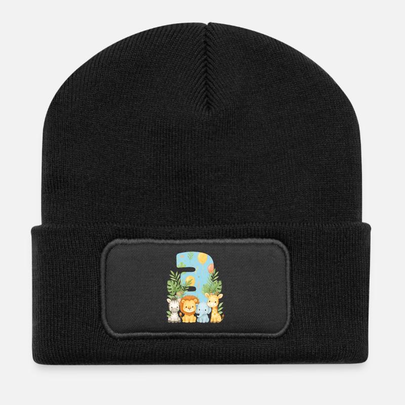 Dschungeltiere Kindergeburtstag 3 Jahr Geschenk - Recycelte Patch Beanie - Schwarz