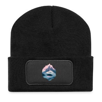 Berge Klettern Kletterer Wandern - Recycelte Patch Beanie - Schwarz - Vorne