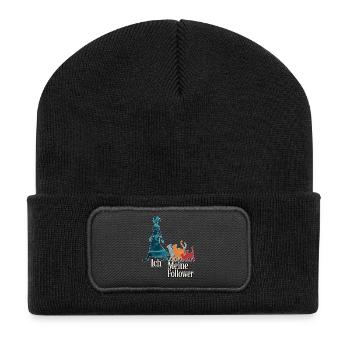 Ich & meine Follower – Katzenhumor Design - Recycelte Patch Beanie - Schwarz - Vorne