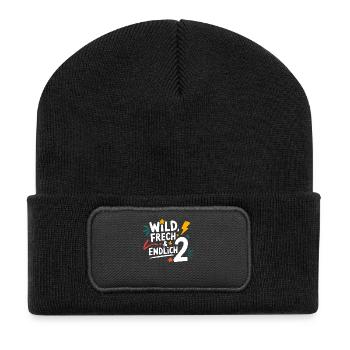 Sauvage, effronté et enfin 2 ans 2e anniversaire - Beanie recyclé à patch - noir - Devant