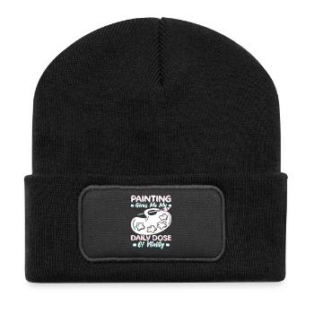 Funny Art Painter Painting My Daily Dose Drawing - Recycelte Patch Beanie - Schwarz - Vorne