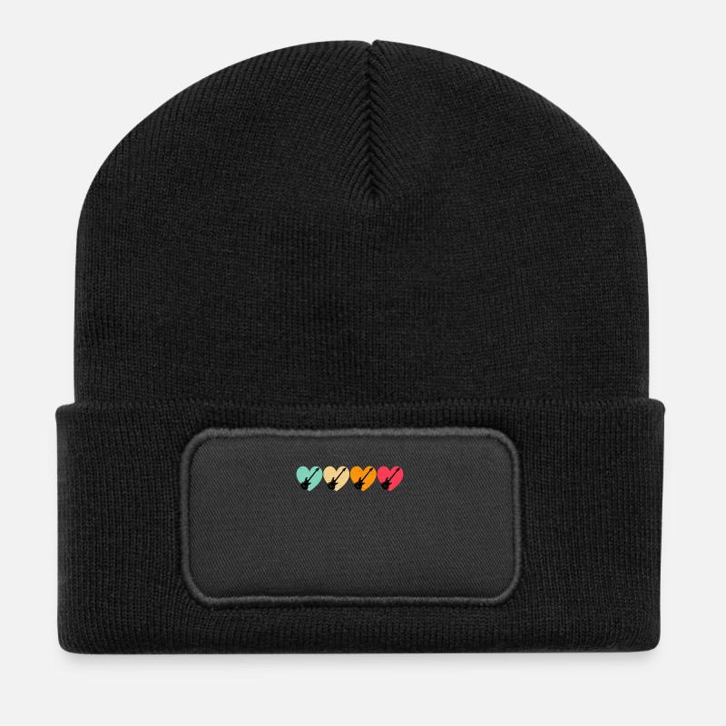 Guitar Lovers Design Für Rockgitarristen - Recycelte Patch Beanie - Schwarz