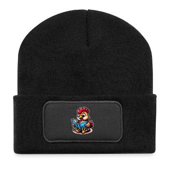 Poulet Lecture Livres Livre Poulets - Beanie recyclé à patch - noir - Devant