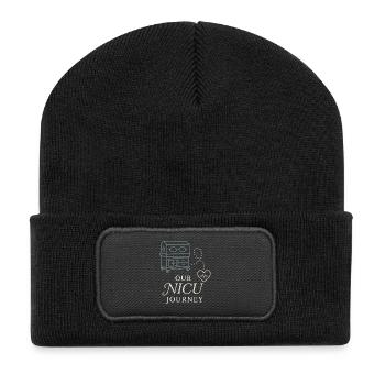 Nicu Parent Pride Preemie Warrior Neugeborene - Recycelte Patch Beanie - Schwarz - Vorne
