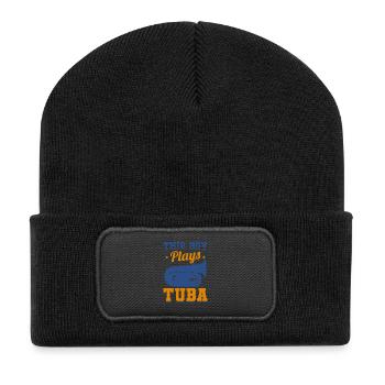 Ce garçon joue du tuba - Beanie recyclé à patch - noir - Devant