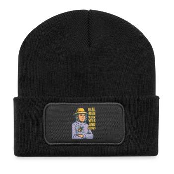 De vrais hommes portent des voiles et des piqûres d’abeilles apiculteurs - Beanie recyclé à patch - noir - Devant