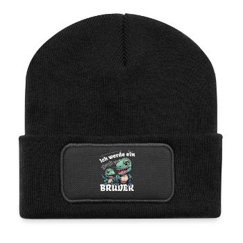 Nachwuchs Verkünden | Ich Werde Großer Bruder 2027 - Recycelte Patch Beanie - Schwarz - Vorne