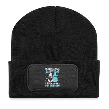 Garden gnome never underestimates an old man - Recycled Patch Beanie - black - Front