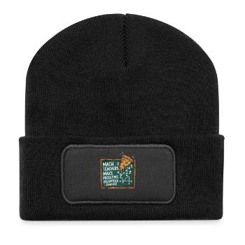 Lustiges Mathelehrer Design Pizza & Probleme lösen - Recycelte Patch Beanie - Schwarz - Vorne