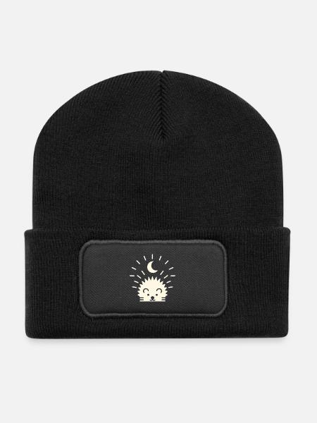 Moonlight hedgehog - Recycled Patch Beanie - black