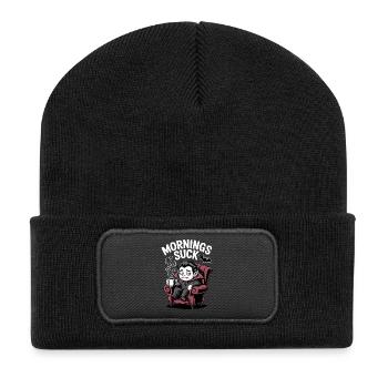Morgen Saugen Vampir Gothic Halloween Lustig - Recycelte Patch Beanie - Schwarz - Vorne