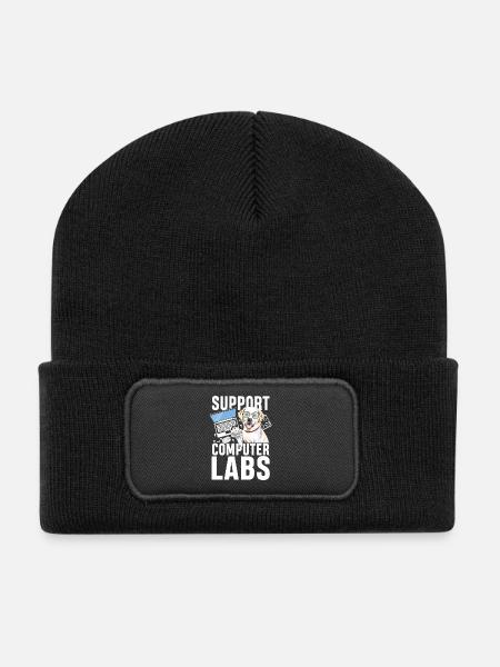 Support computer labs - Recycelte Patch Beanie - Schwarz