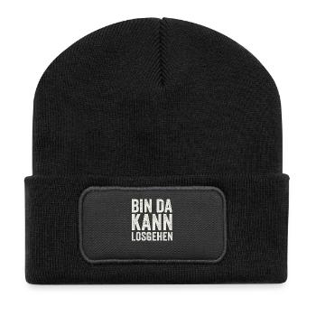 Bin da – kann losgehen Shirt - Recycelte Patch Beanie - Schwarz - Vorne